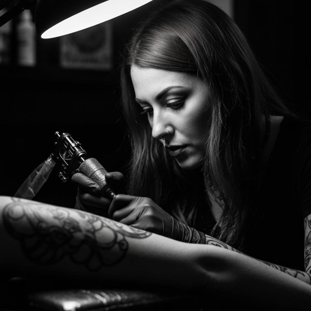 Tattoo artist at work